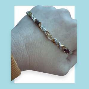 Ross-Simons 18k Gold over Sterling Silver Multi-Gemstone and Diamond Accent Tenn